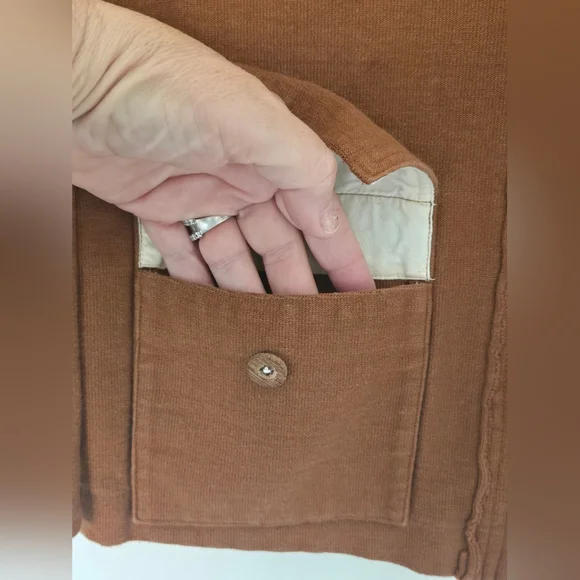 Pal’las Palace Japan Brown Cotton Knit Jacket Utility Button Front S - Picture 8 of 13